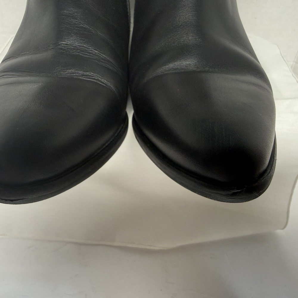 ITALEAU Black Leather Micro-Stud Ankle Boots (EU 39 / US 8.5–9)